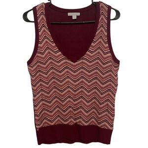 New York & Company Pink Zig Zag Chevron Vest Size Medium